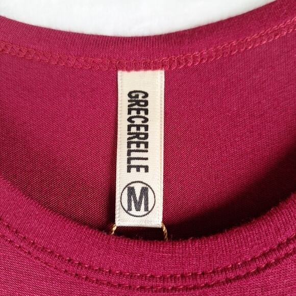 GRECERELLE Size M Faux Wrap Maxi Dress Red Long Sleeve 55 Inches Long New - Picture 5 of 8